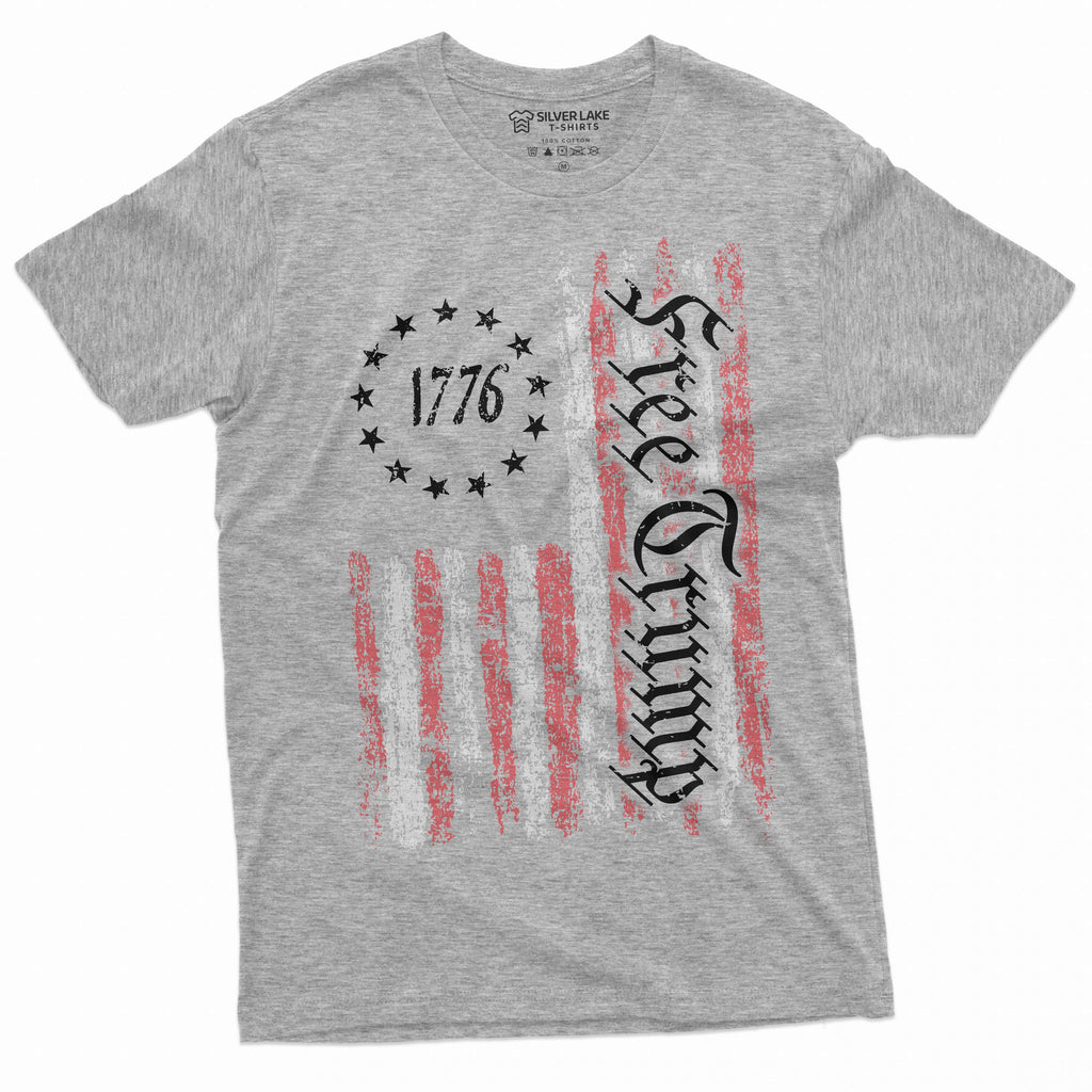 Men's Free Trump USA flag 1776 T-shirt Patriotic DJT 2024 product image 5
