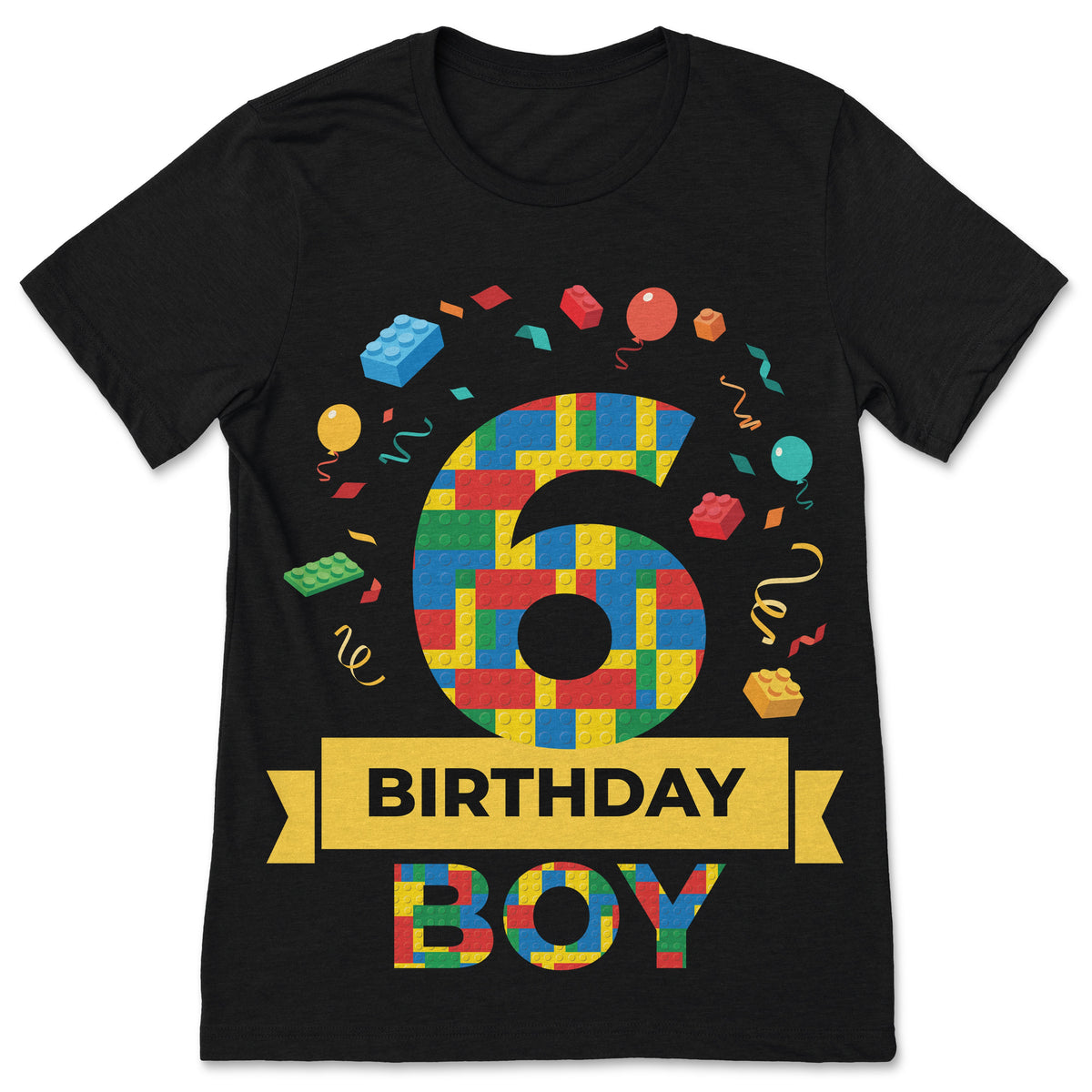 6th Birthday Boy Master Builder Blocks T-Shirt Sixth Party product image 1