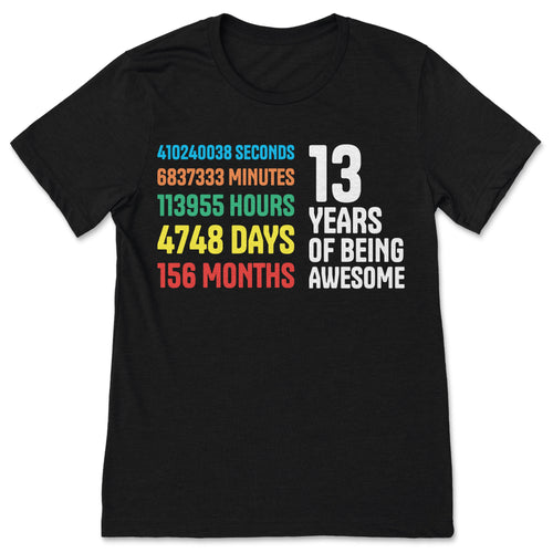 13 Years Of Being Awesome T Shirt 13th Birthday Gift Teen product image 1