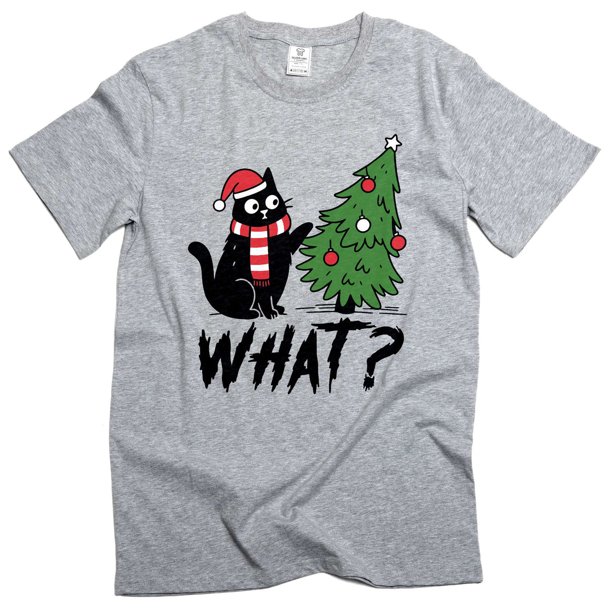 Funny Christmas Tree What Cat T-shirt humorous Xmas Pet Tee product image 5