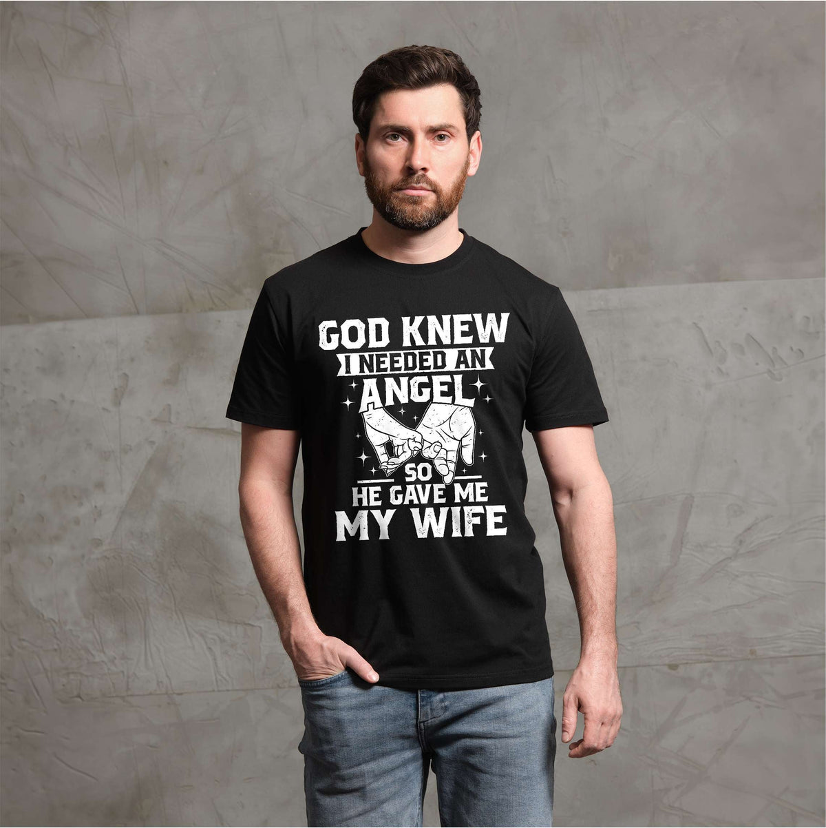 Men's Husband T-shirt Angel Wife Tee Shirts Family Cute product image 2