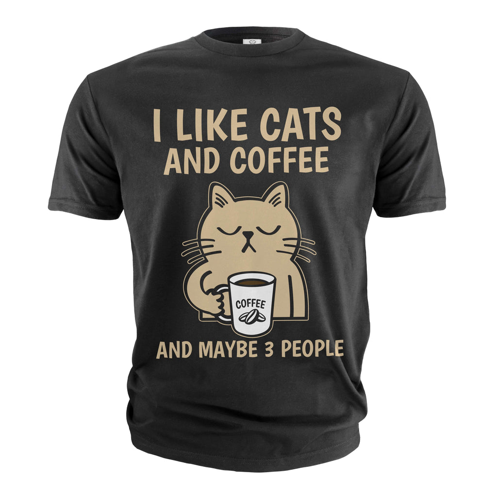 Funny Coffee and Cats T-shirt I like maybe 3 people product image 1