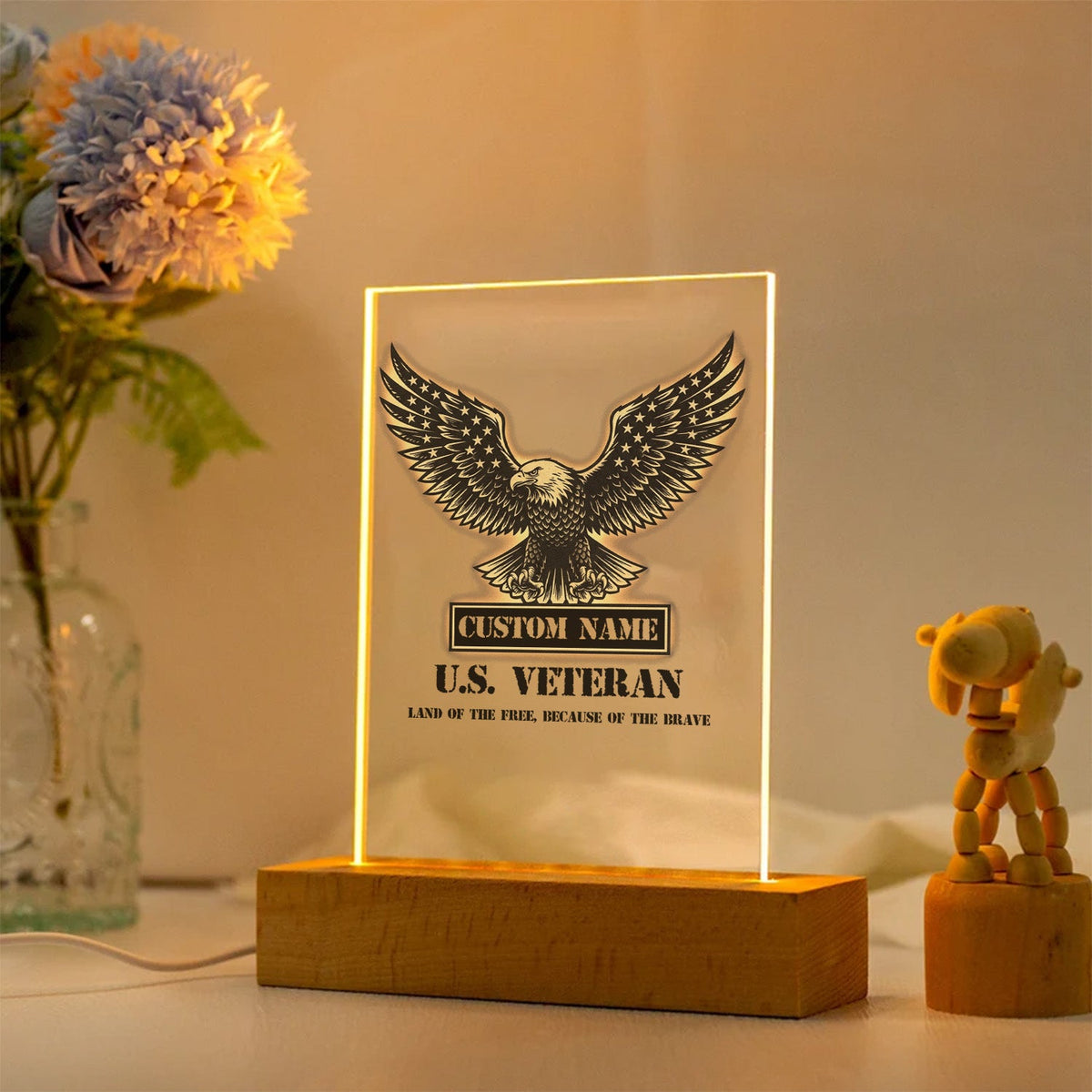 Land of the Free Because of the Brave Personalized LED Night Light