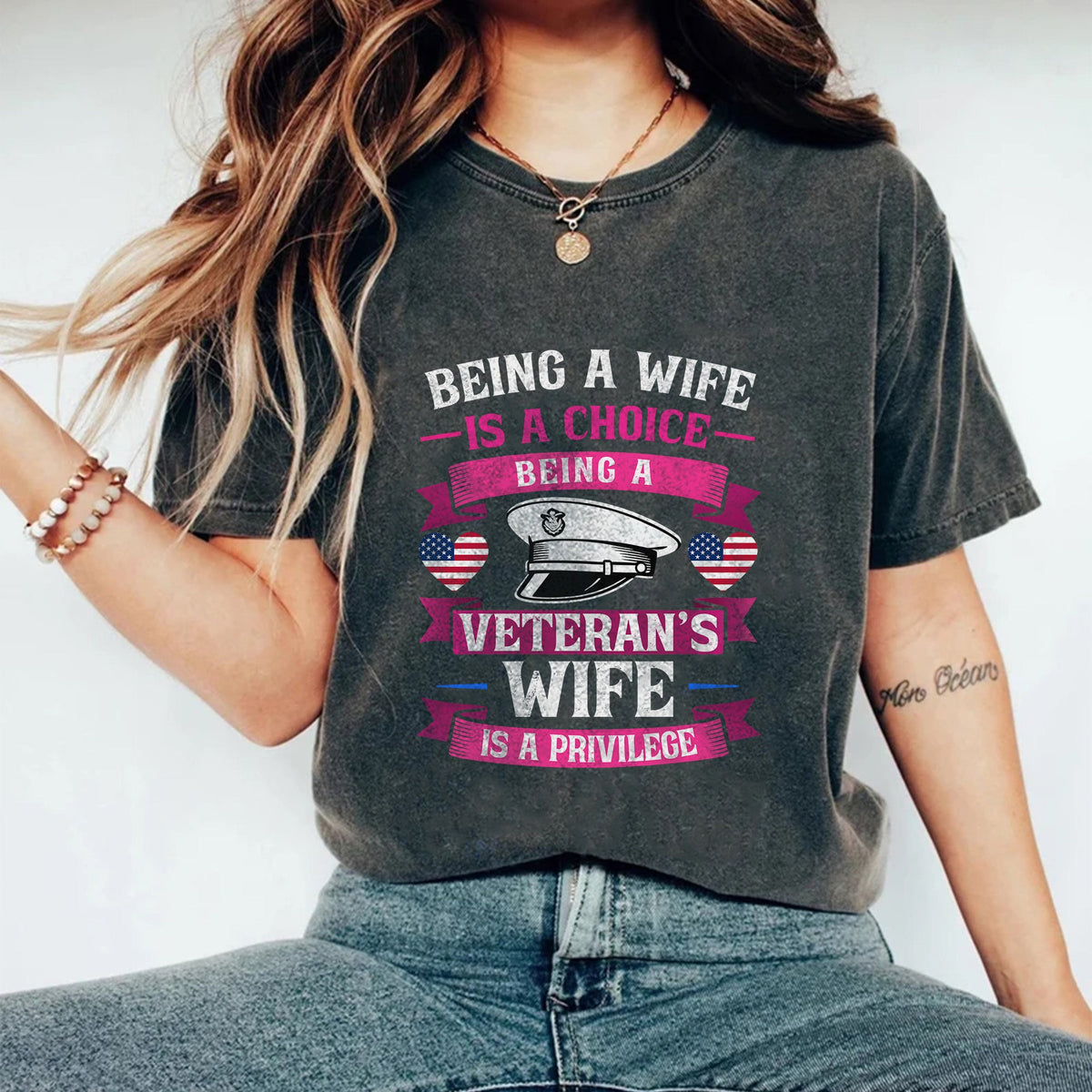 Proud Veteran’s Wife Comfort Colors T-Shirt product image 2
