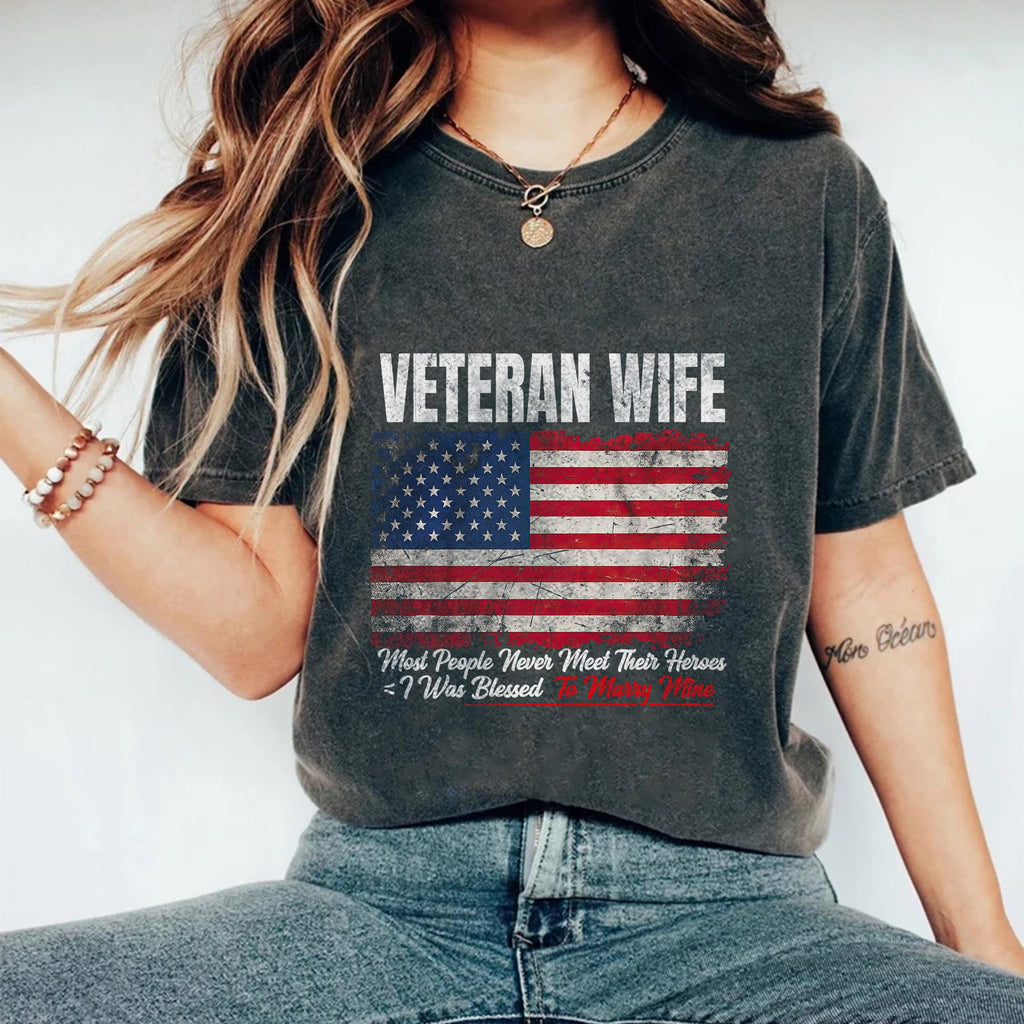 Married My Hero Veteran Wife Comfort Colors T-Shirt product image 2