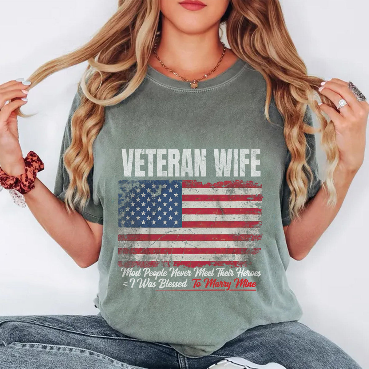 Married My Hero Veteran Wife Comfort Colors T-Shirt product image 3