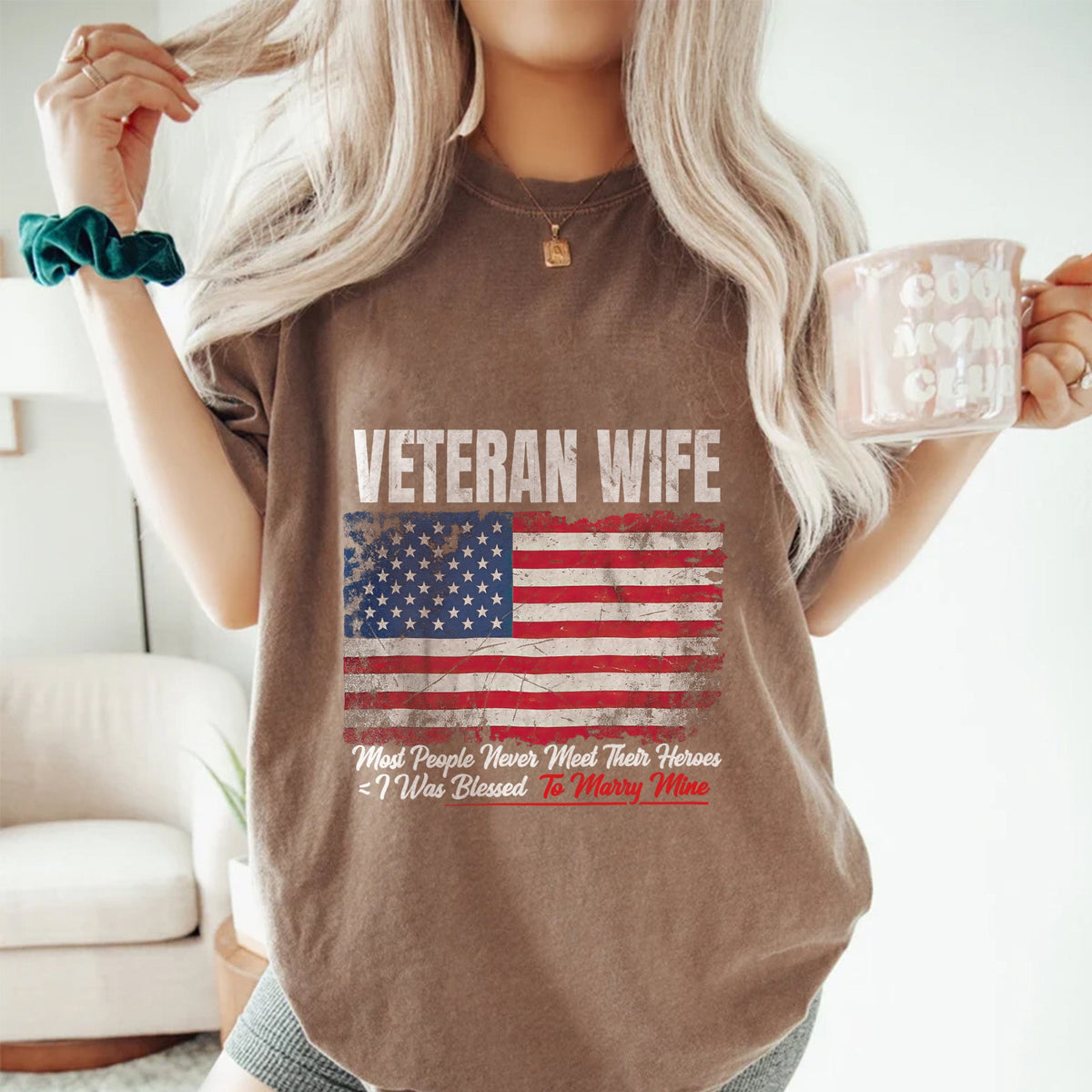 Married My Hero Veteran Wife Comfort Colors T-Shirt product image 5