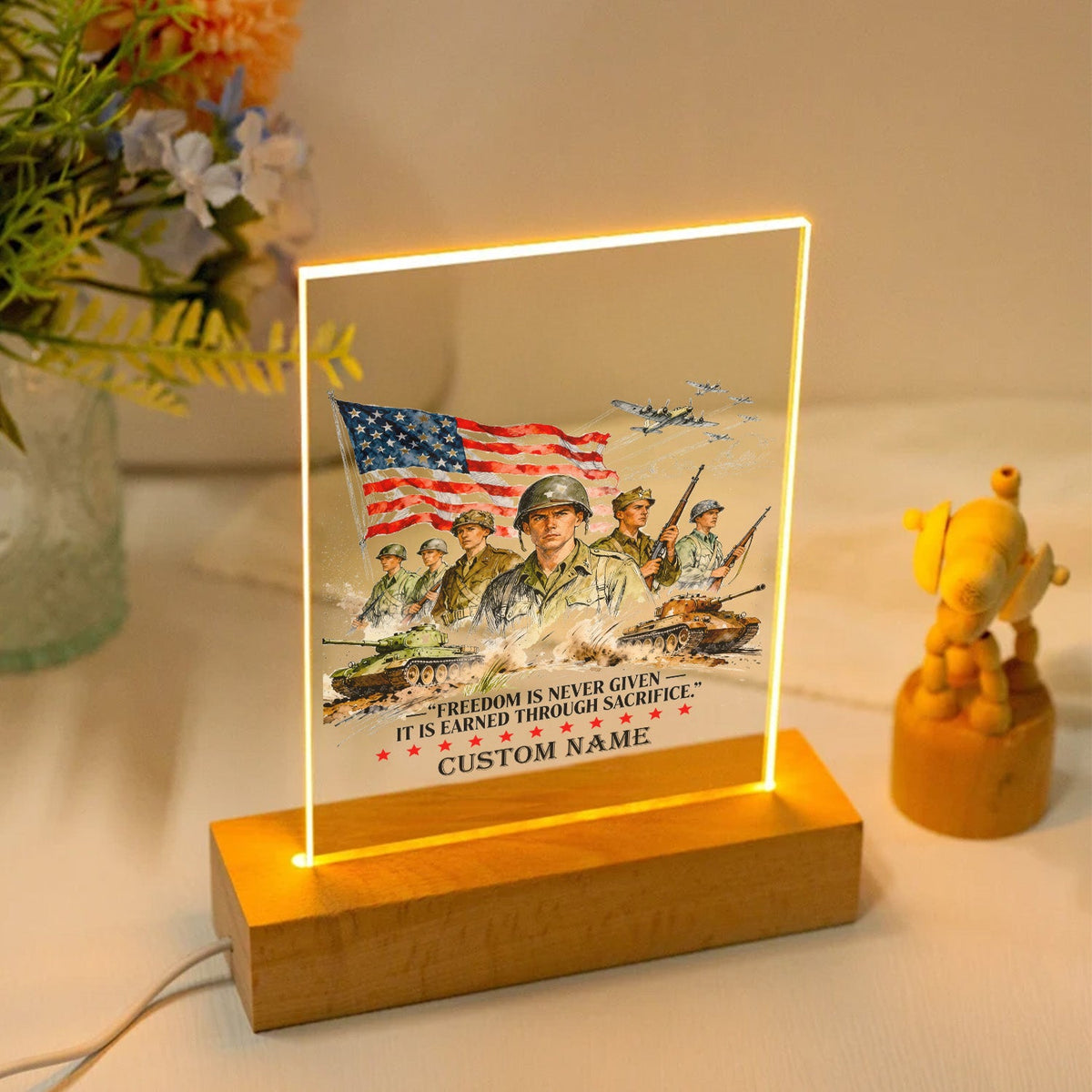 Earned Through Sacrifice Personalized Led Night Light