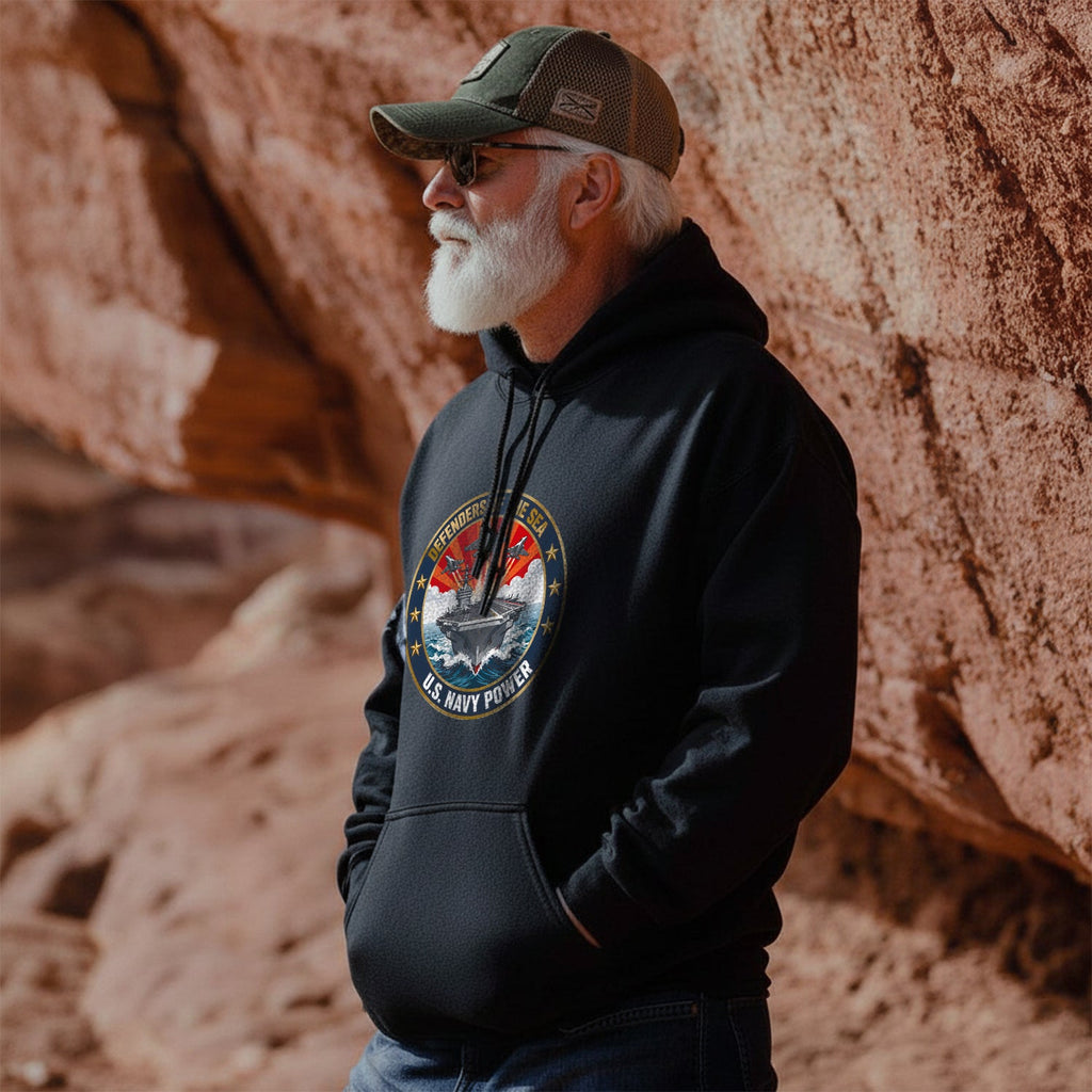 Defenders of the Sea US Navy Power Military Hoodie product image 3