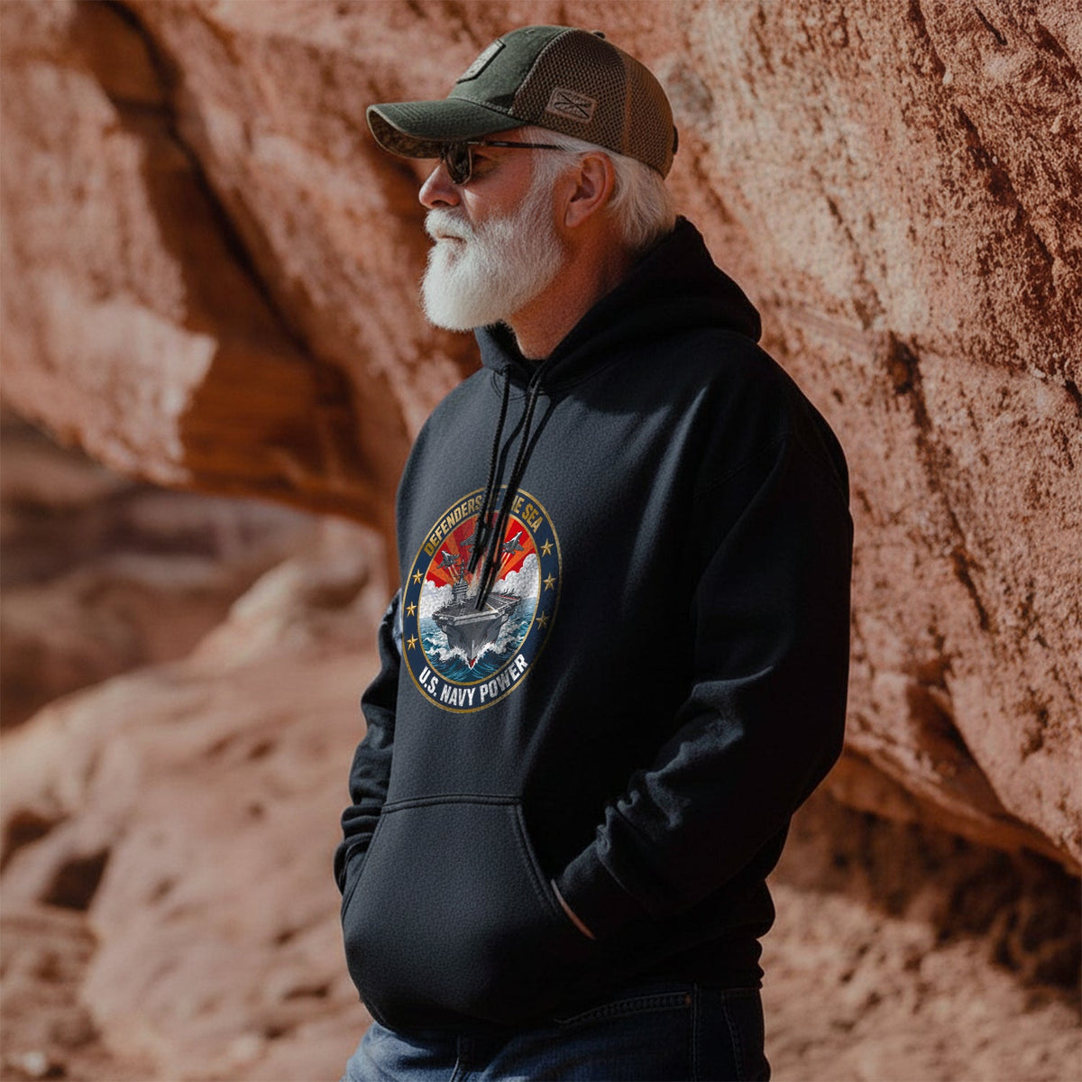 Defenders of the Sea US Navy Power Military Hoodie product image 3