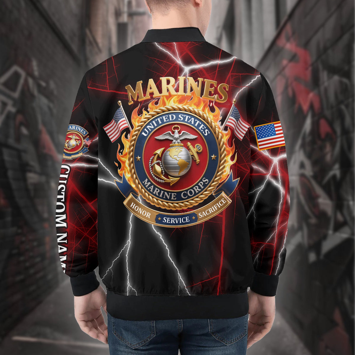 U.S. Marines Personalized All-over Print Bomber Jacket product image 2