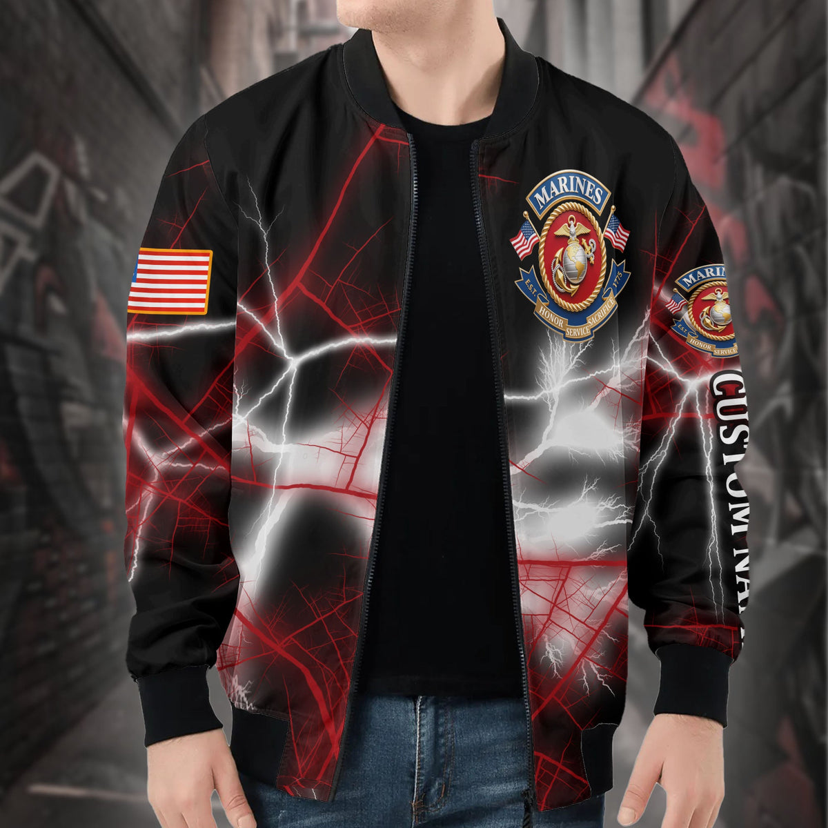U.S. Marines Personalized All-over Print Bomber Jacket product image 5