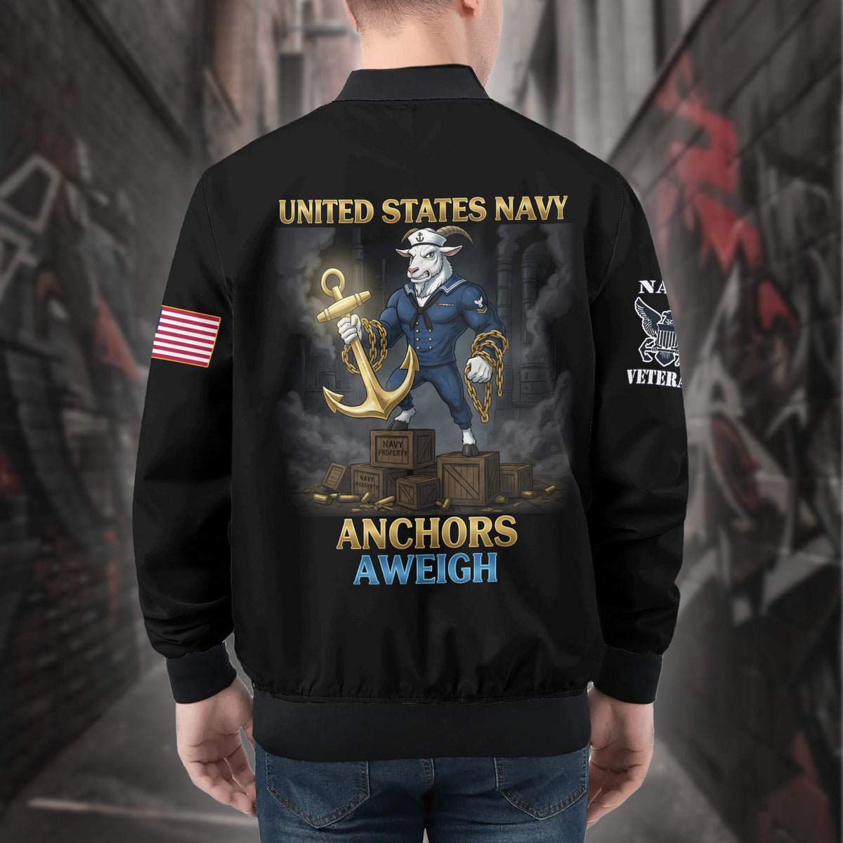 U.S. Navy Anchors Aweigh All-over Print Bomber Jacket product image 2