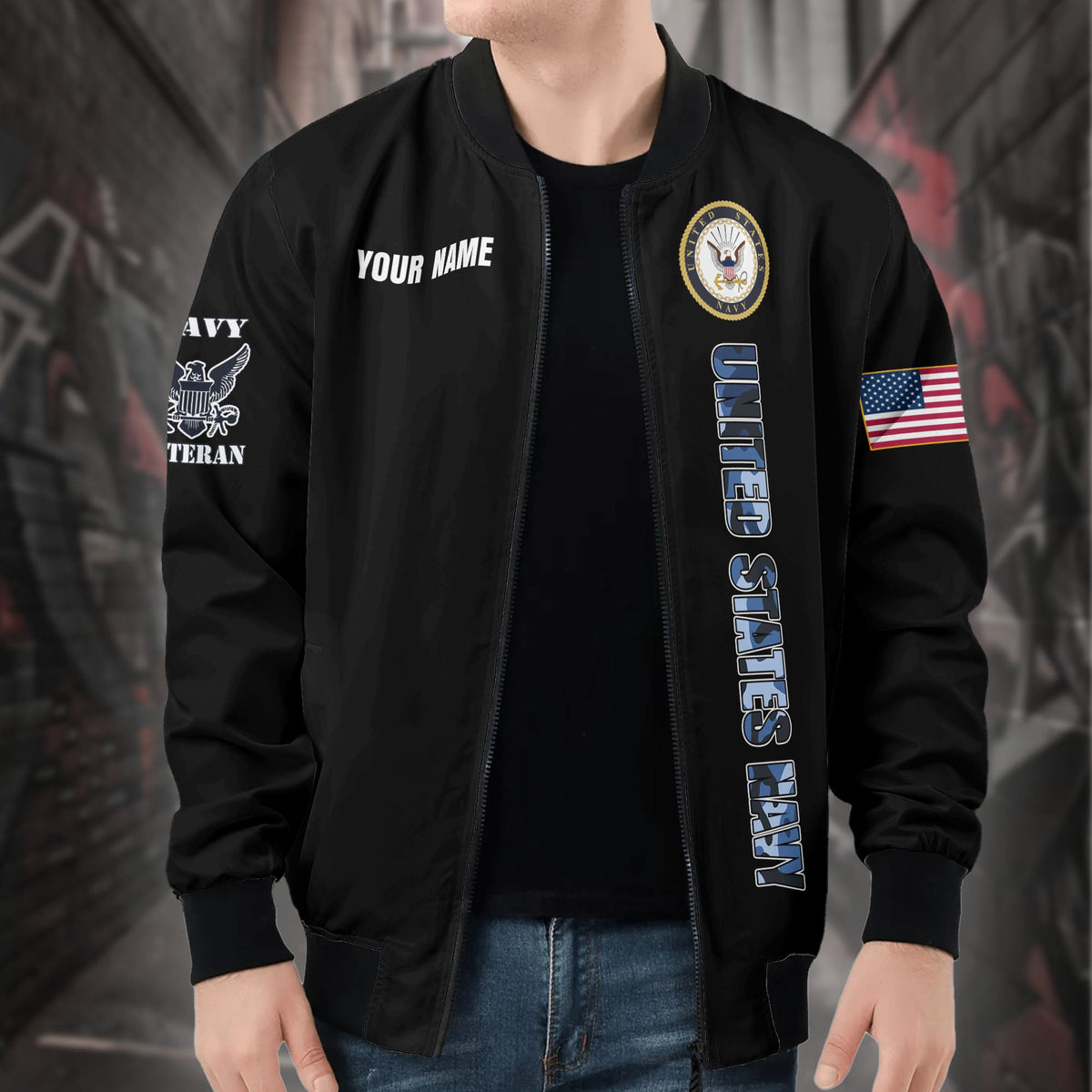 U.S. Navy Anchors Aweigh All-over Print Bomber Jacket product image 5