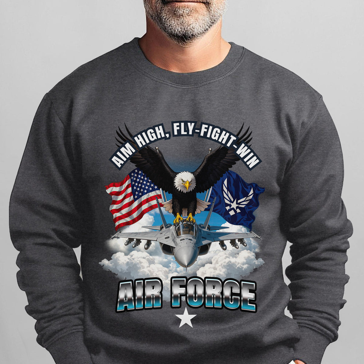 Aim High Fly Fight Win Air Force Sweatshirt product image 7