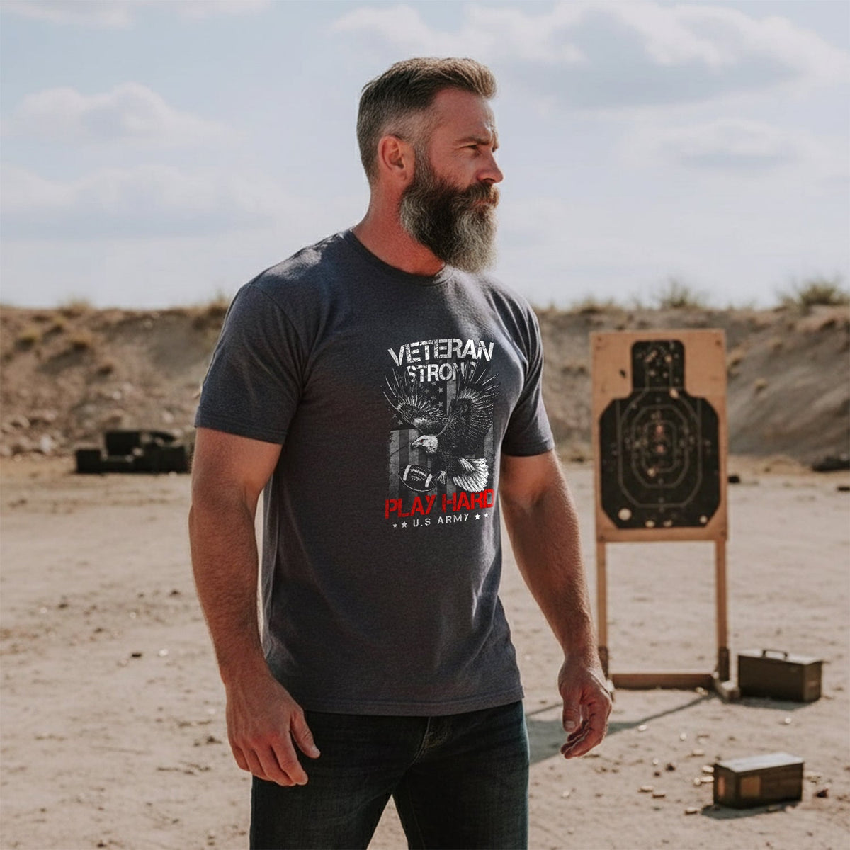Veterans Strong Play Hard US Military T-Shirt product image 3