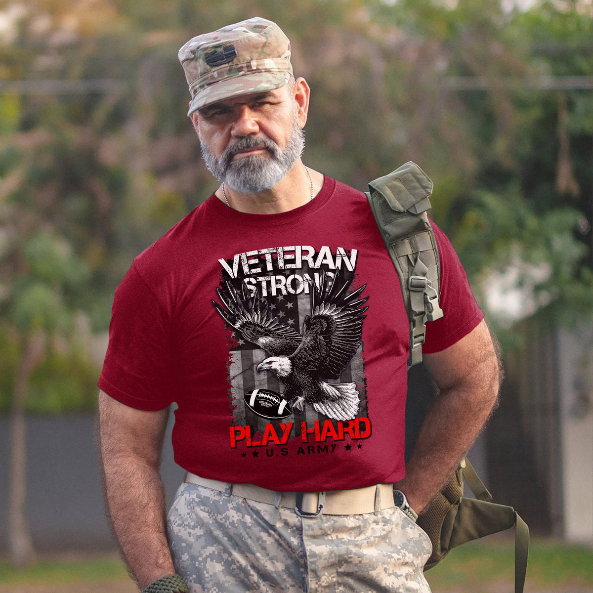 Veterans Strong Play Hard US Military T-Shirt product image 6