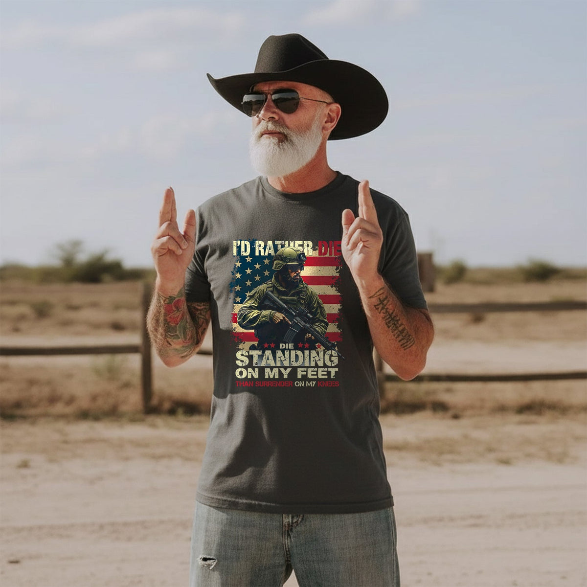 I'd Rather Die Standing Than Kneel Bold T-Shirt product image 4