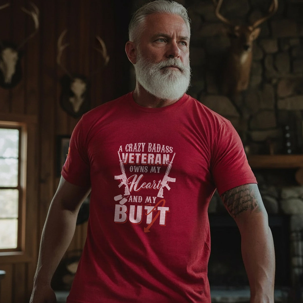 A Crazy Badass Veteran Owns My Heart and My Butt T-Shirt product image 2