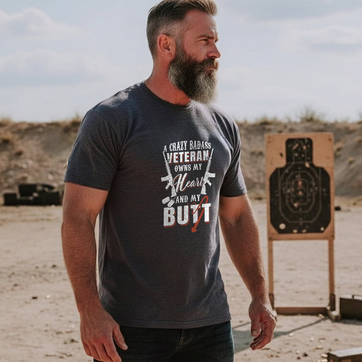 A Crazy Badass Veteran Owns My Heart and My Butt T-Shirt product image 3