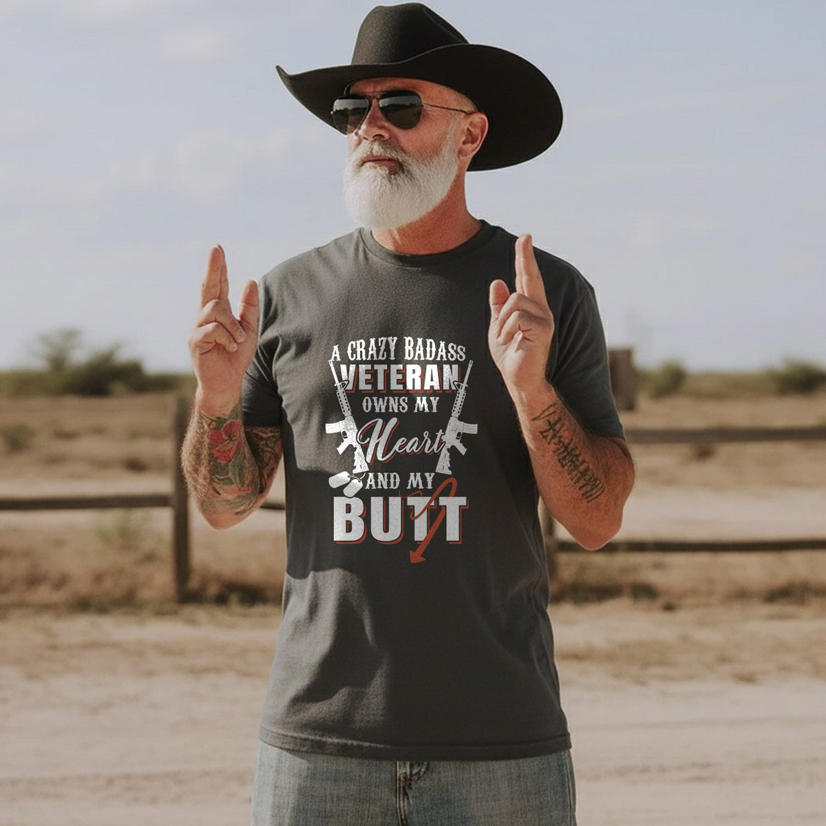 A Crazy Badass Veteran Owns My Heart and My Butt T-Shirt product image 4