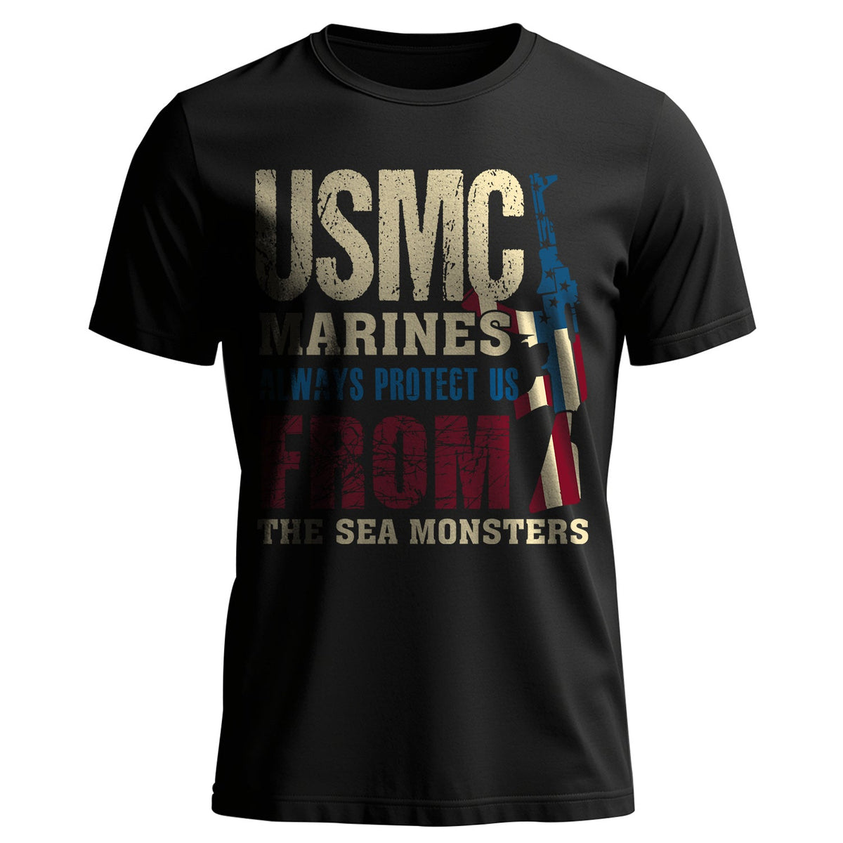 USMC Marines Always Protect Us from the Sea Monsters T-Shirt product image 1