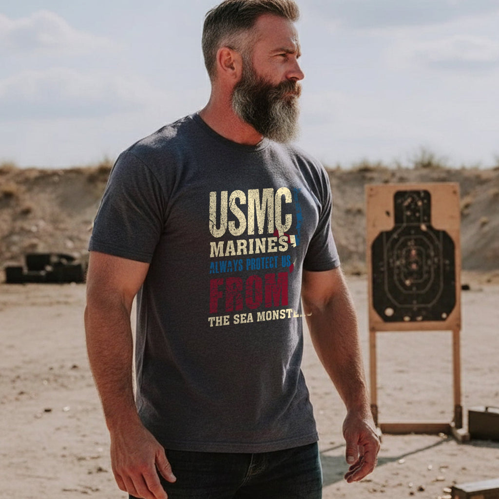 USMC Marines Always Protect Us from the Sea Monsters T-Shirt product image 3