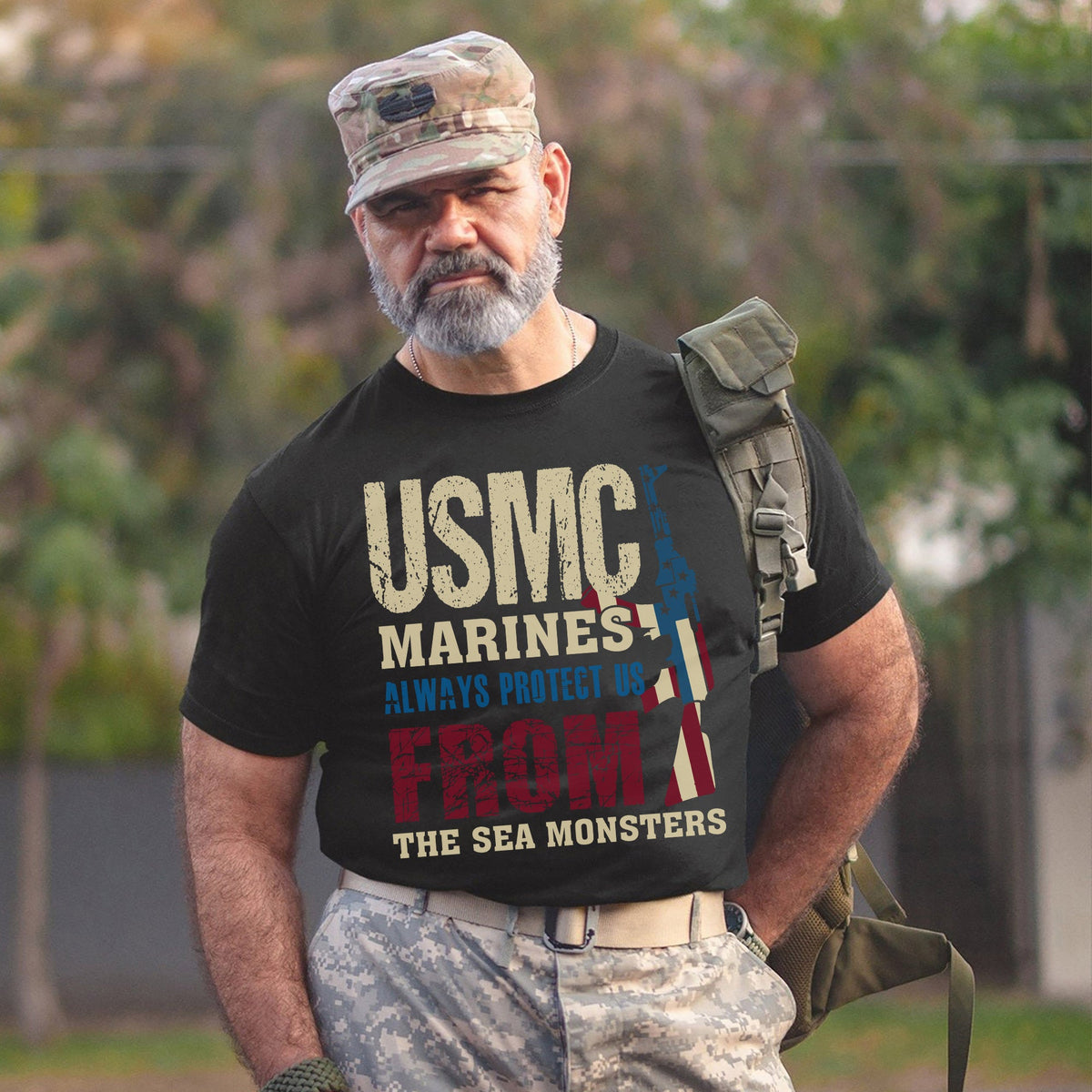 USMC Marines Always Protect Us from the Sea Monsters T-Shirt product image 6