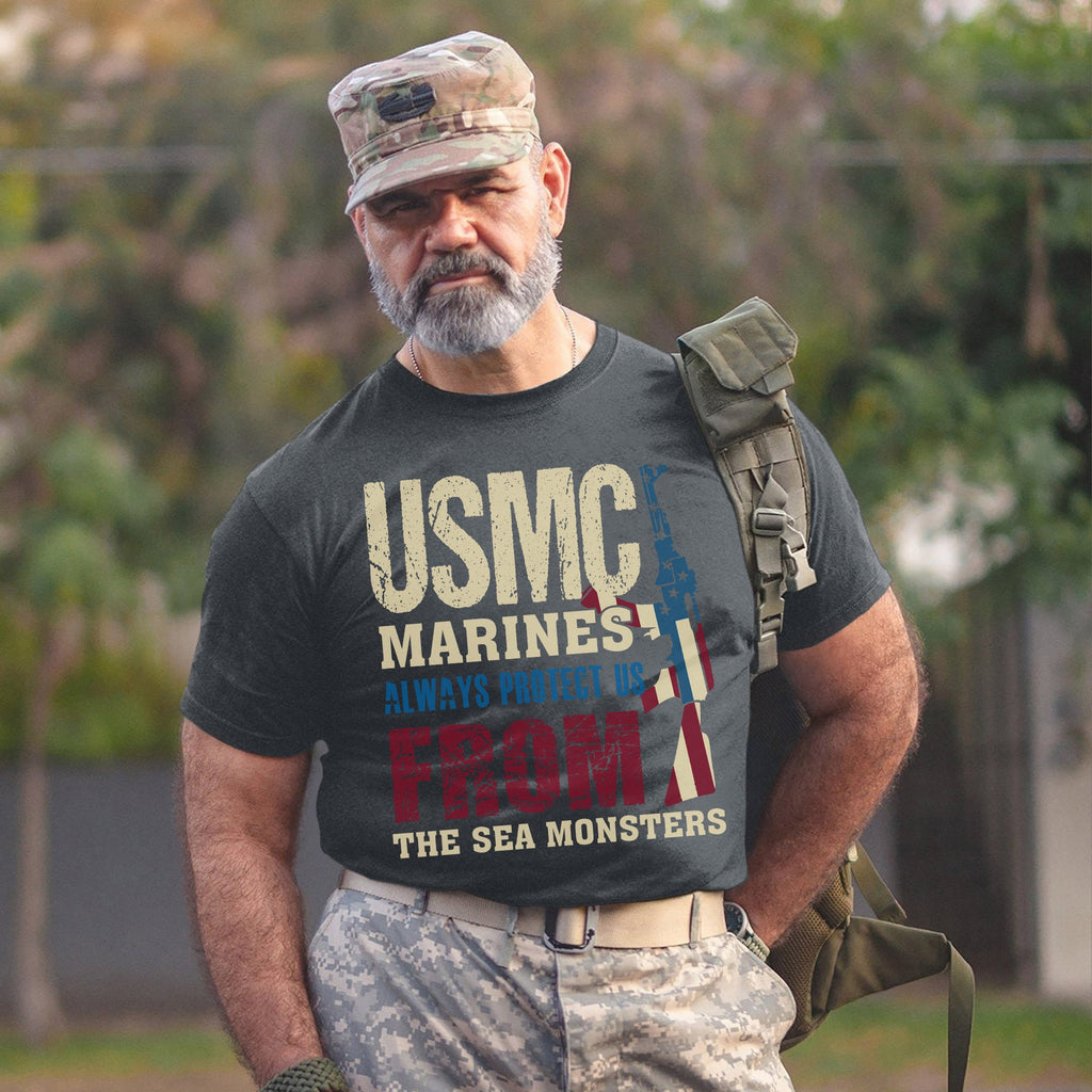 USMC Marines Always Protect Us from the Sea Monsters T-Shirt product image 7