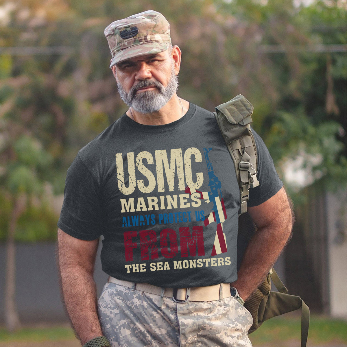 USMC Marines Always Protect Us from the Sea Monsters T-Shirt product image 7