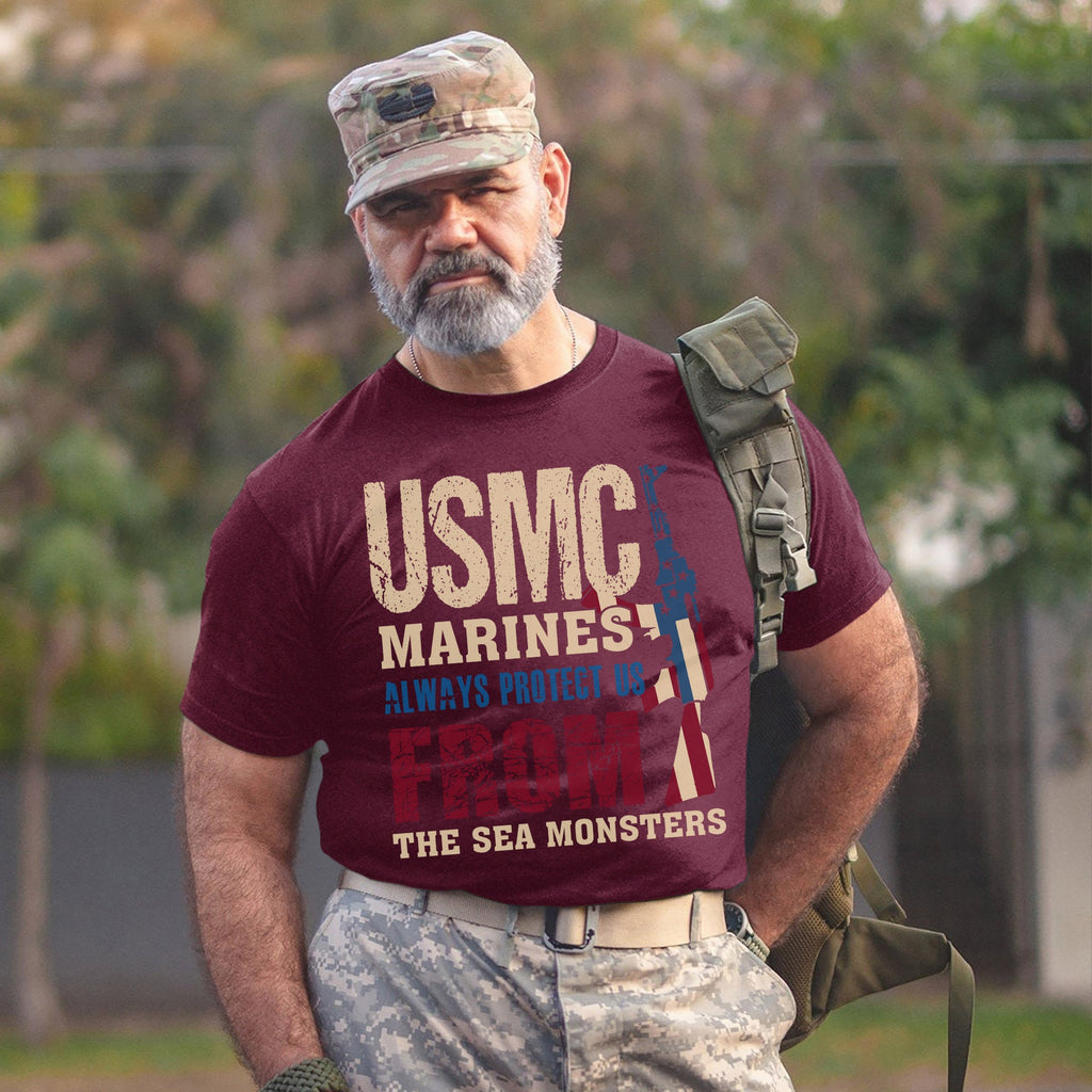 USMC Marines Always Protect Us from the Sea Monsters T-Shirt product image 15