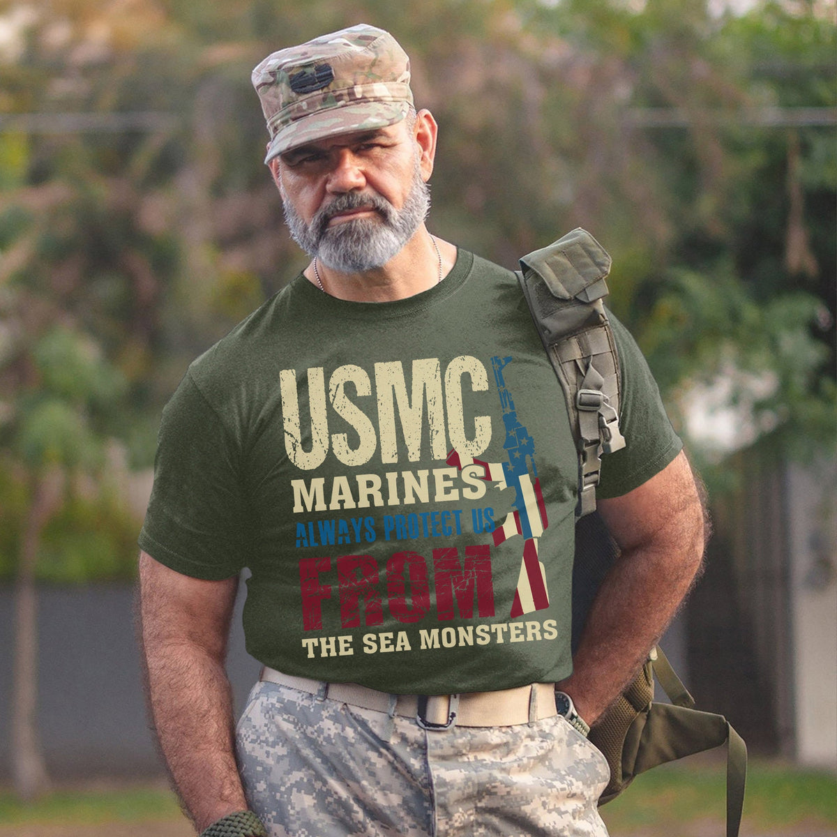 USMC Marines Always Protect Us from the Sea Monsters T-Shirt product image 10