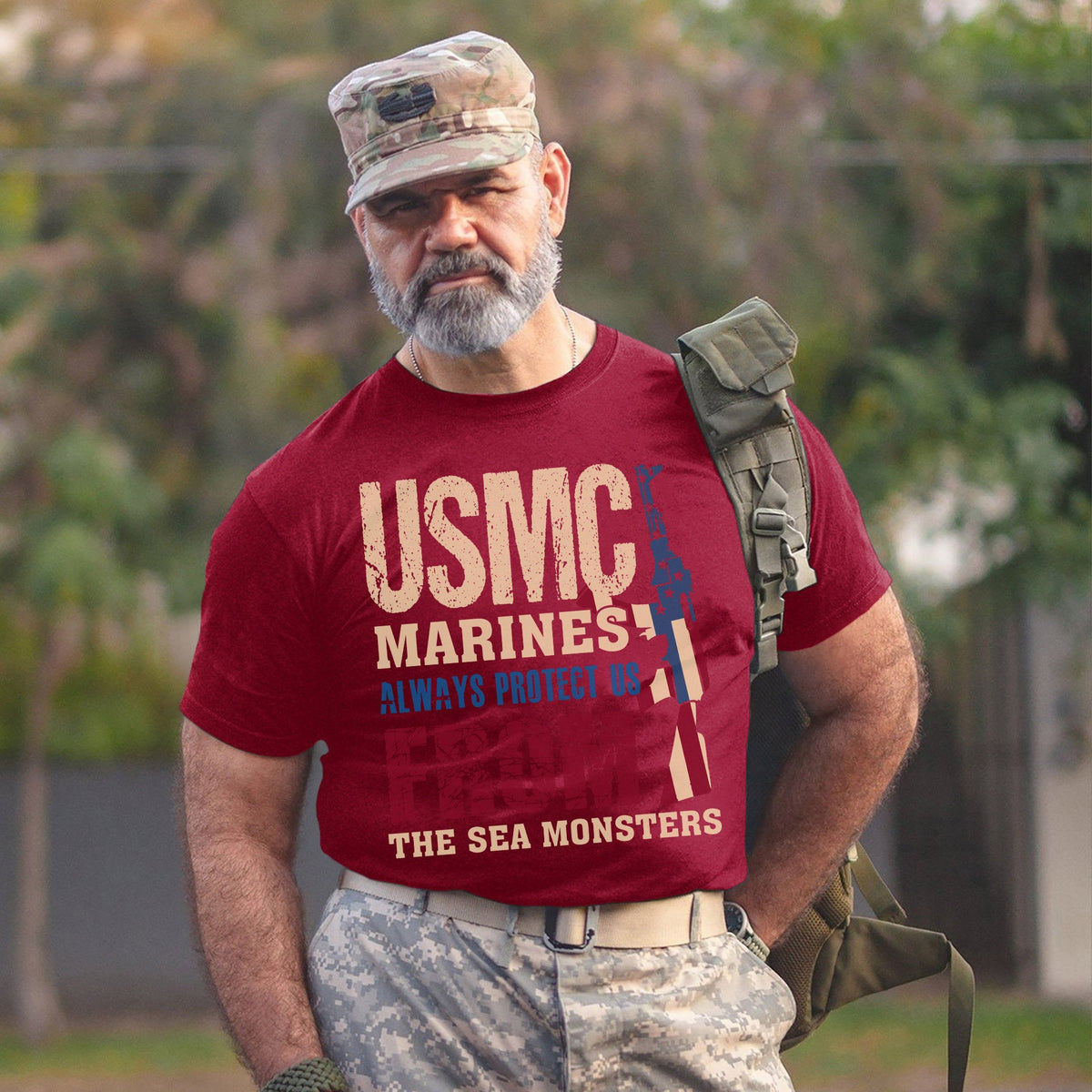 USMC Marines Always Protect Us from the Sea Monsters T-Shirt product image 13