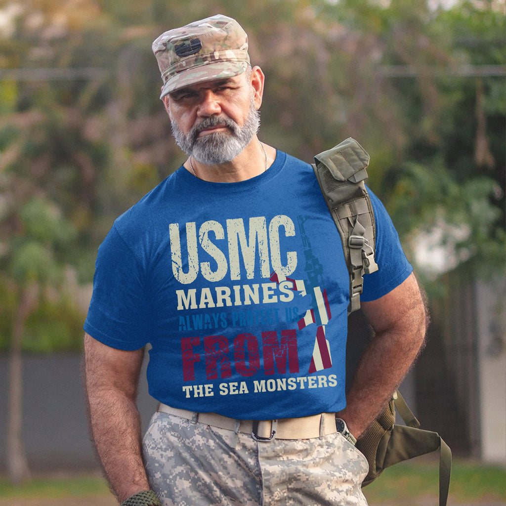 USMC Marines Always Protect Us from the Sea Monsters T-Shirt product image 14