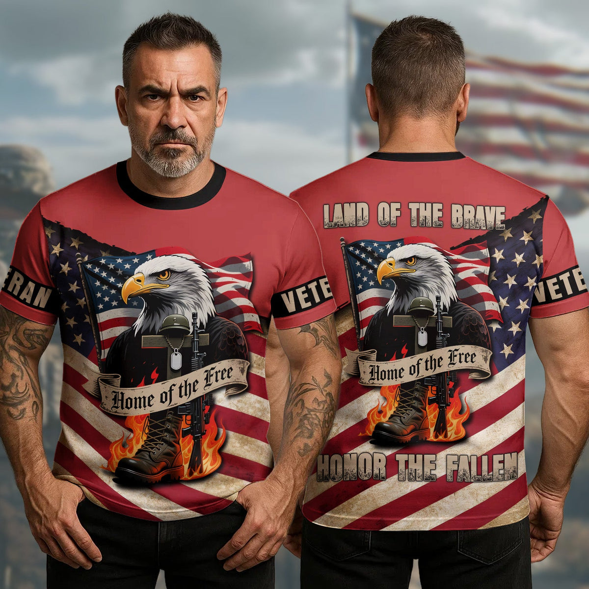 Land of the Brave Home of All-over Print T-Shirt product image 10