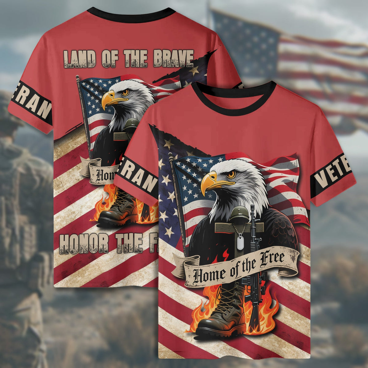 Land of the Brave Home of All-over Print T-Shirt product image 6
