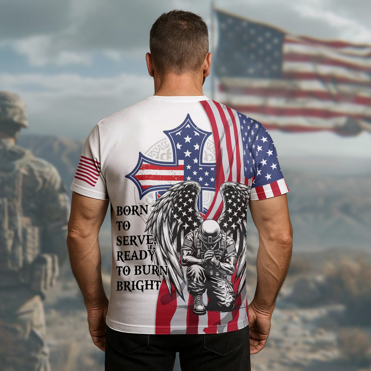 Stand for the Flag Kneel Fallen All-over Print T-Shirt product image 3