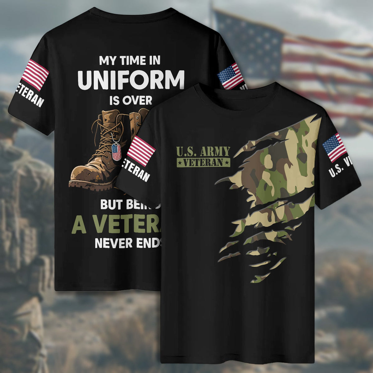 My Time in Uniform Is Over All-over Print T-Shirt product image 6