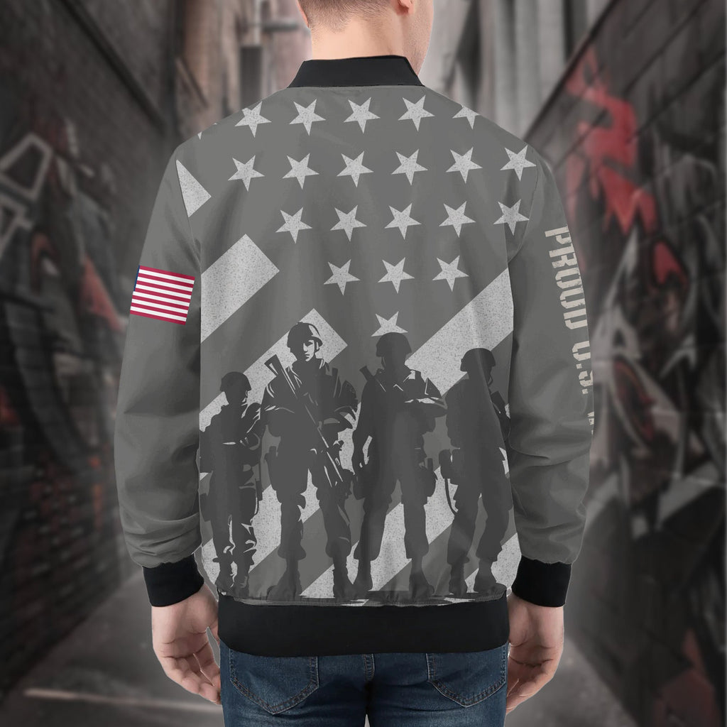 Proud U.S. Veteran All-over Print Bomber Jacket product image 2