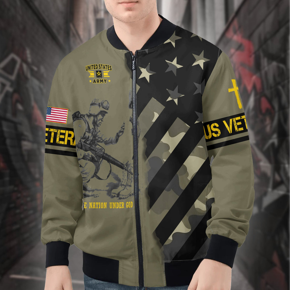 Veteran Pride All-over Print Bomber Jacket product image 1