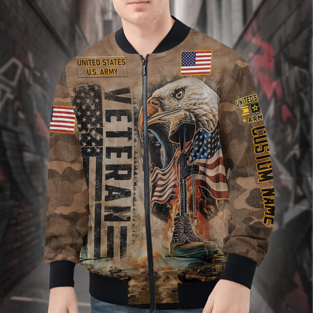 Veteran Pride Personalized All-over Print Bomber Jacket product image 1