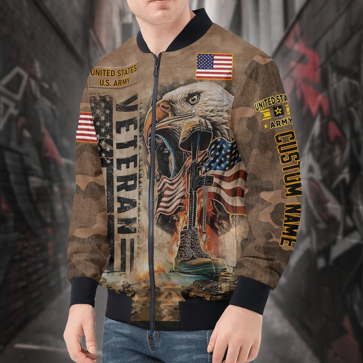 Veteran Pride Personalized All-over Print Bomber Jacket product image 4