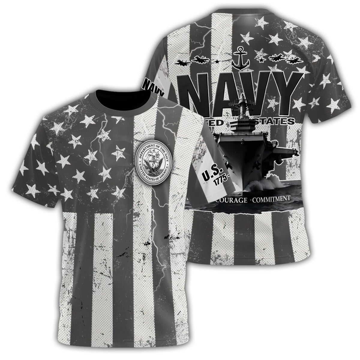 U.S. Navy Veteran Proudly All-over Print T-Shirt product image 1
