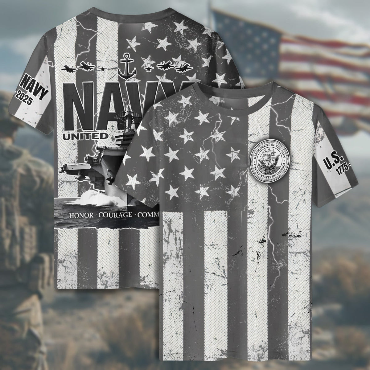 U.S. Navy Veteran Proudly All-over Print T-Shirt product image 6
