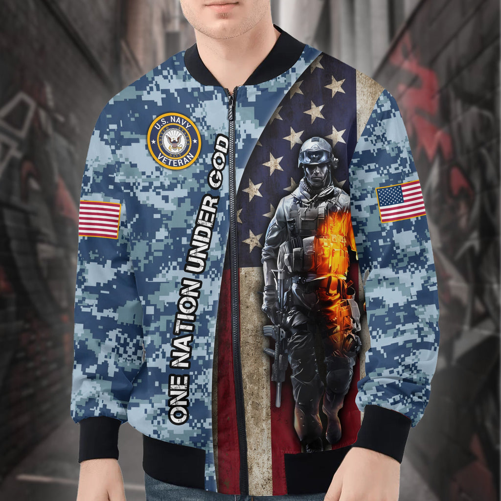 U.S. Navy Grandpa Proud All-over Print Bomber Jacket product image 1