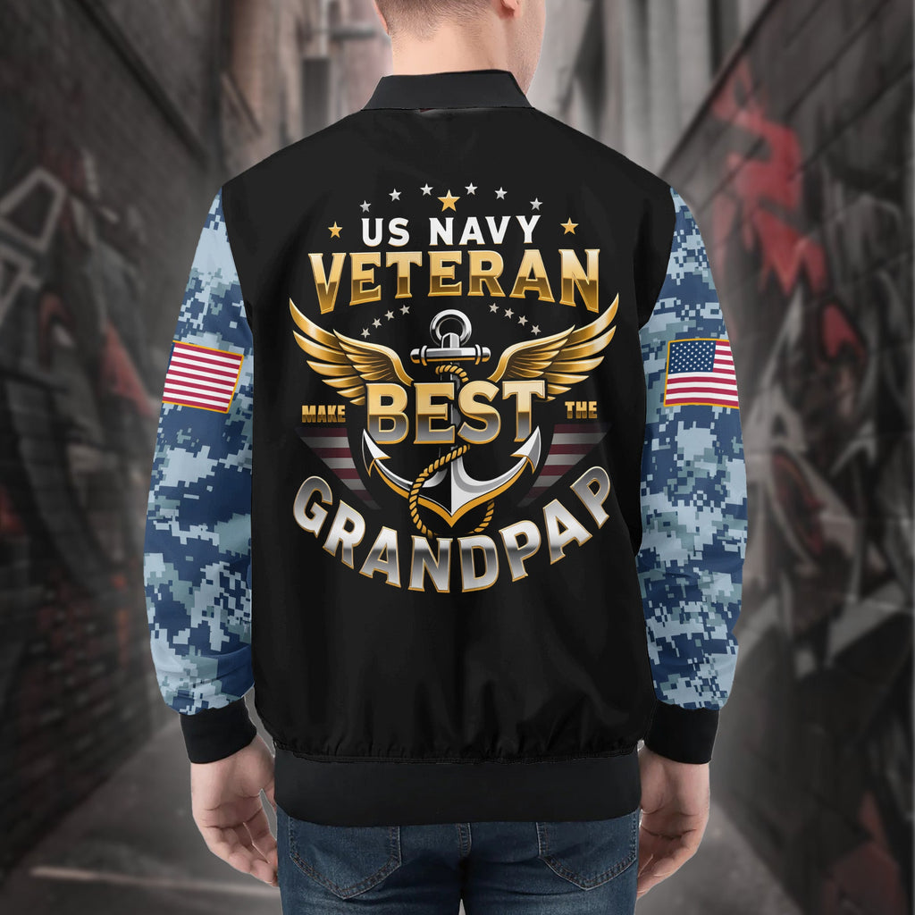 U.S. Navy Grandpa Proud All-over Print Bomber Jacket product image 2