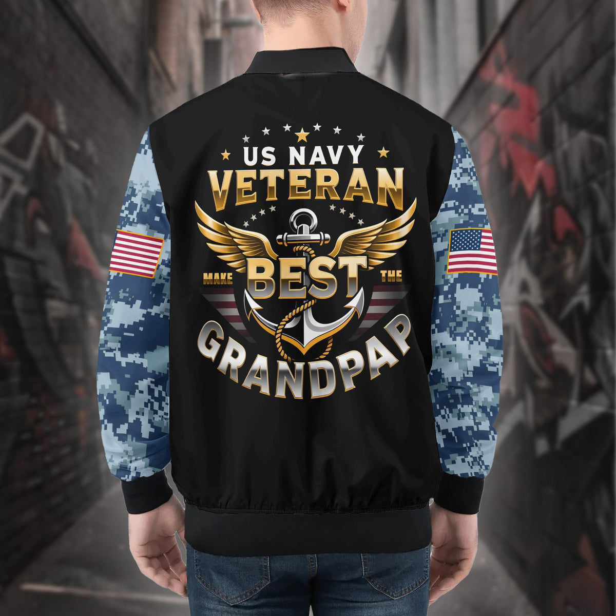 U.S. Navy Grandpa Proud All-over Print Bomber Jacket product image 2
