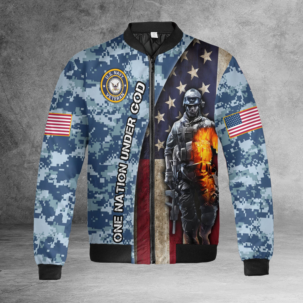 U.S. Navy Grandpa Proud All-over Print Bomber Jacket product image 6