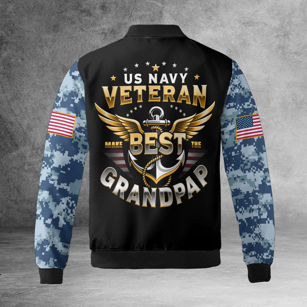 U.S. Navy Grandpa Proud All-over Print Bomber Jacket product image 7