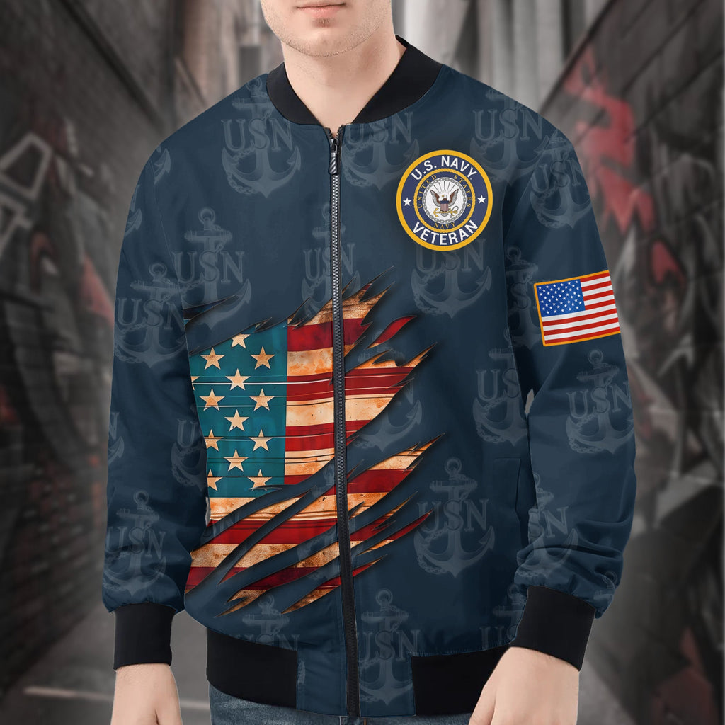 U.S. Navy Pride Runs Deep All-over Print Bomber Jacket product image 1